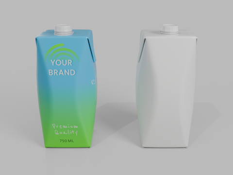 Beverage Carton 750 ml- Customizable Prism Drink Box 3D Modell