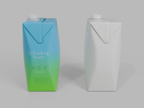 Beverage Carton 750 ml- Customizable Prism Drink Box 3D Modell
