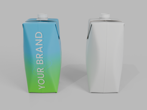 Beverage Carton 750 ml- Customizable Prism Drink Box 3D Modell