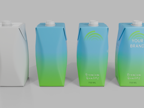 Beverage Carton 750 ml- Customizable Prism Drink Box 3D Modell
