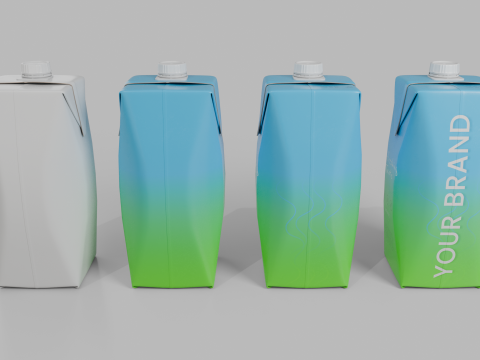 Beverage Carton 750 ml- Customizable Prism Drink Box 3D Modell