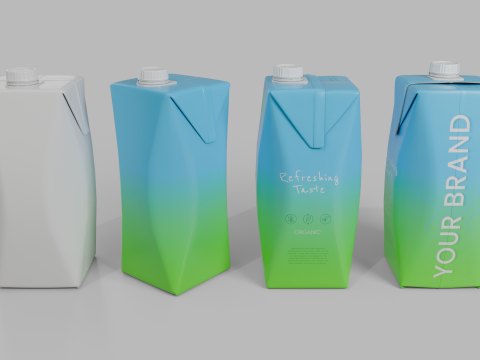 Beverage Carton 750 ml- Customizable Prism Drink Box 3D Modell
