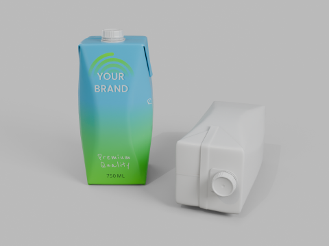 Beverage Carton 750 ml- Customizable Prism Drink Box 3D Modell
