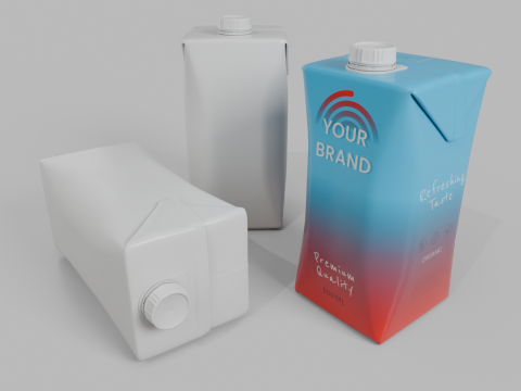 Beverage Carton 500 ml- Customizable Prism Drink Box 3D Model