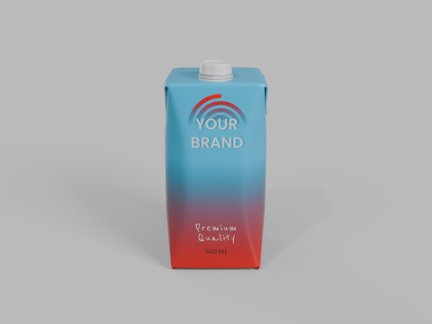 Beverage Carton 500 ml- Customizable Prism Drink Box Modelo 3D