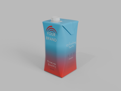 Beverage Carton 500 ml- Customizable Prism Drink Box Modelo 3D