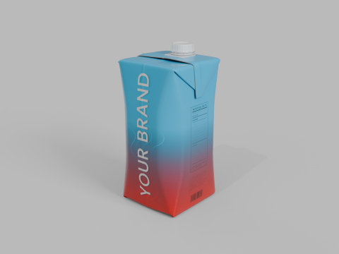 Beverage Carton 500 ml- Customizable Prism Drink Box Modelo 3D
