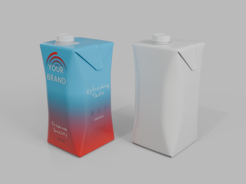 Beverage Carton 500 ml- Customizable Prism Drink Box Modelo 3D