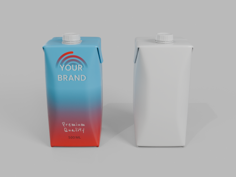 Beverage Carton 500 ml- Customizable Prism Drink Box Modelo 3D