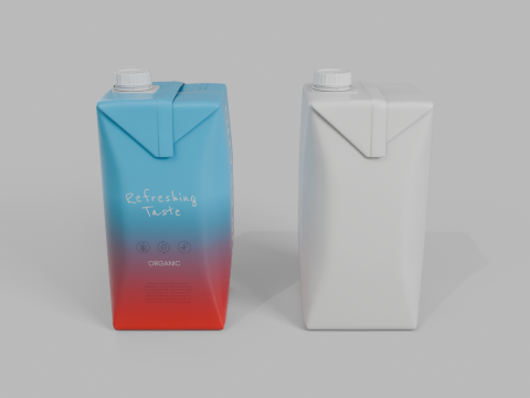 Beverage Carton 500 ml- Customizable Prism Drink Box Modelo 3D