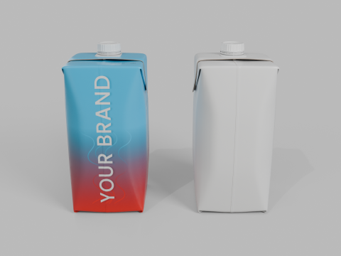Beverage Carton 500 ml- Customizable Prism Drink Box Modelo 3D