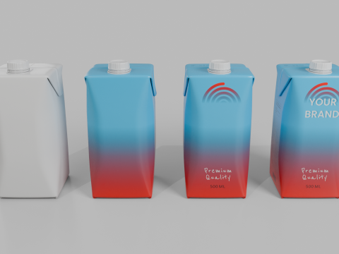 Beverage Carton 500 ml- Customizable Prism Drink Box Modelo 3D