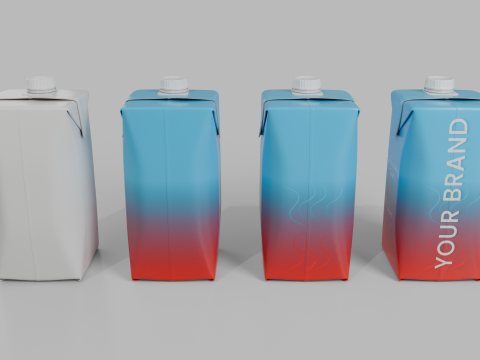 Beverage Carton 500 ml- Customizable Prism Drink Box Modelo 3D