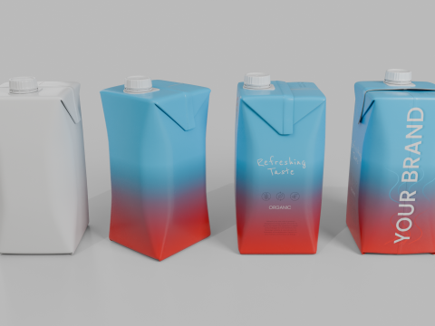 Beverage Carton 500 ml- Customizable Prism Drink Box Modelo 3D