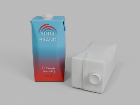 Beverage Carton 500 ml- Customizable Prism Drink Box Modelo 3D