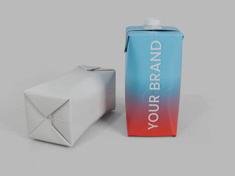 Beverage Carton 500 ml- Customizable Prism Drink Box Modelo 3D