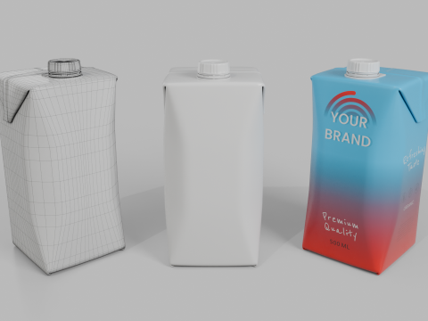 Beverage Carton 500 ml- Customizable Prism Drink Box Modelo 3D