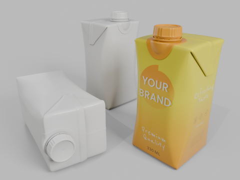 Beverage Carton 330 ml- Customizable Prism Drink Box 3D Modell