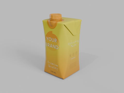 Beverage Carton 330 ml- Customizable Prism Drink Box Modelo 3D