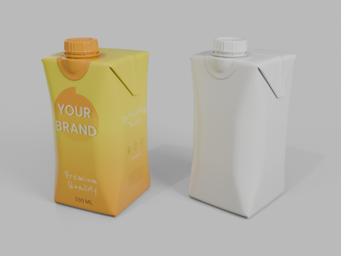 Beverage Carton 330 ml- Customizable Prism Drink Box Modelo 3D
