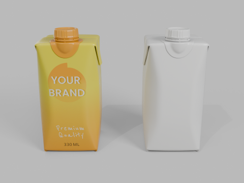 Beverage Carton 330 ml- Customizable Prism Drink Box Modelo 3D