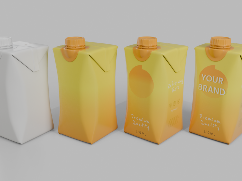 Beverage Carton 330 ml- Customizable Prism Drink Box Modelo 3D