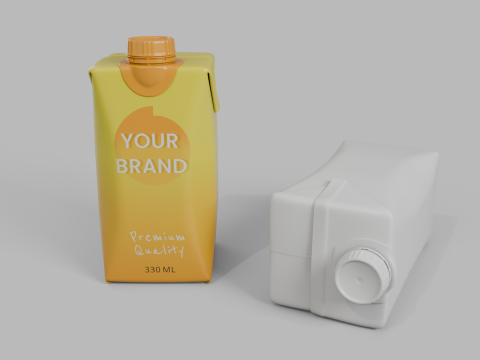 Beverage Carton 330 ml- Customizable Prism Drink Box Modelo 3D