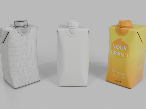Beverage Carton 330 ml- Customizable Prism Drink Box Modelo 3D