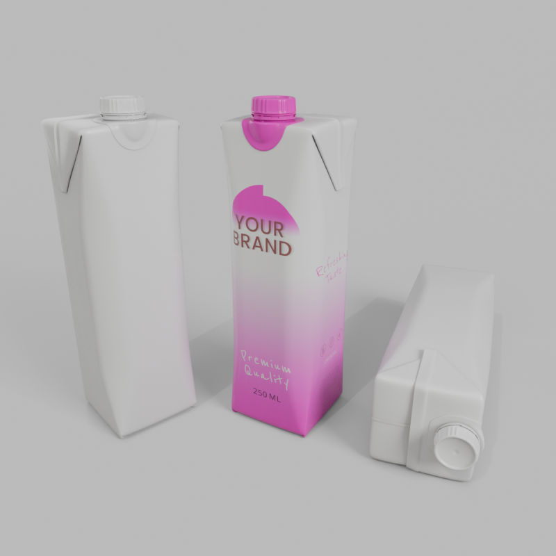 Beverage Carton 250 ml- Customizable Prism Drink Box Modelo 3D .c4d .max .obj .3ds .fbx .stl .blend