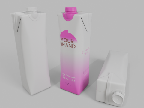 Beverage Carton 250 ml- Customizable Prism Drink Box 3D Modell
