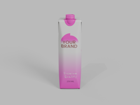 Beverage Carton 250 ml- Customizable Prism Drink Box Modelo 3D