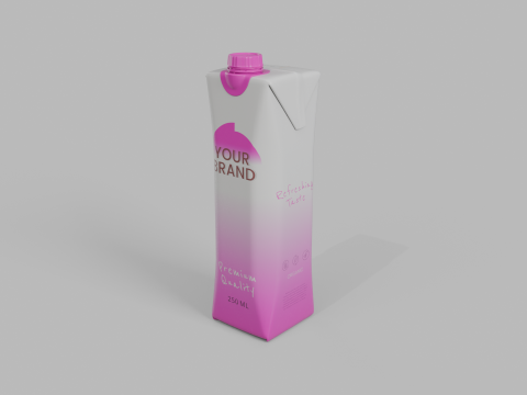 Beverage Carton 250 ml- Customizable Prism Drink Box Modelo 3D