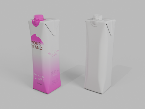 Beverage Carton 250 ml- Customizable Prism Drink Box Modelo 3D
