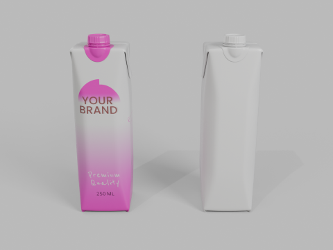 Beverage Carton 250 ml- Customizable Prism Drink Box Modelo 3D