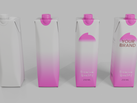 Beverage Carton 250 ml- Customizable Prism Drink Box Modelo 3D