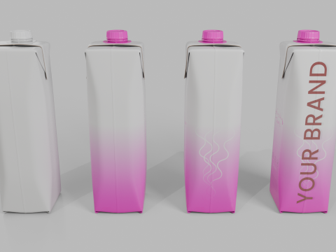 Beverage Carton 250 ml- Customizable Prism Drink Box Modelo 3D