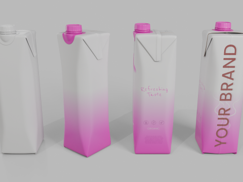 Beverage Carton 250 ml- Customizable Prism Drink Box Modelo 3D