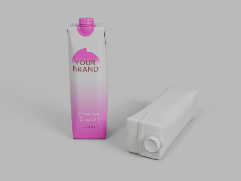 Beverage Carton 250 ml- Customizable Prism Drink Box Modelo 3D