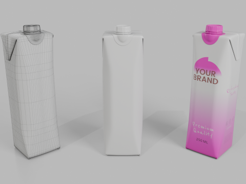 Beverage Carton 250 ml- Customizable Prism Drink Box Modelo 3D