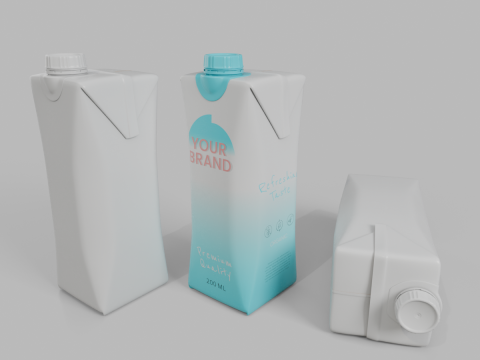 Beverage Carton 200 ml- Customizable Prism Drink Box 3D Modell