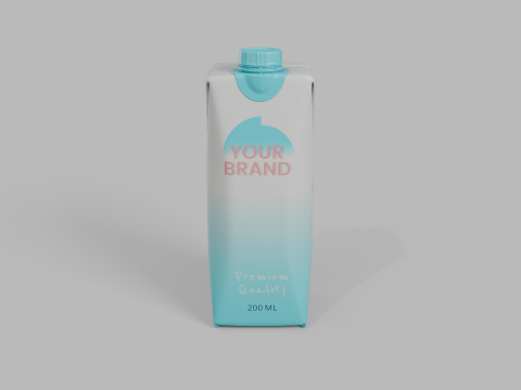Beverage Carton 200 ml- Customizable Prism Drink Box Modelo 3D