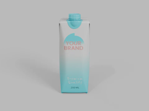 Beverage Carton 200 ml- Customizable Prism Drink Box 3D Model