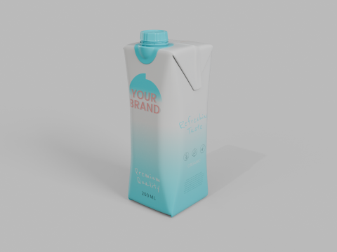 Beverage Carton 200 ml- Customizable Prism Drink Box Modelo 3D