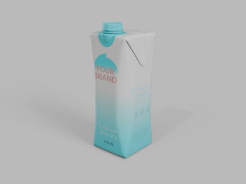 Beverage Carton 200 ml- Customizable Prism Drink Box 3D Model