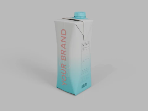Beverage Carton 200 ml- Customizable Prism Drink Box 3D Model