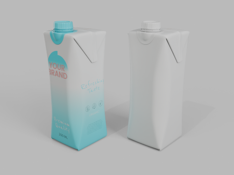 Beverage Carton 200 ml- Customizable Prism Drink Box Modelo 3D