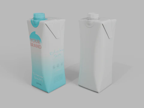 Beverage Carton 200 ml- Customizable Prism Drink Box 3D Model