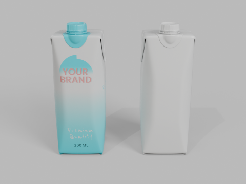 Beverage Carton 200 ml- Customizable Prism Drink Box Modelo 3D