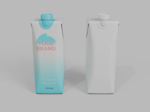 Beverage Carton 200 ml- Customizable Prism Drink Box 3D Model