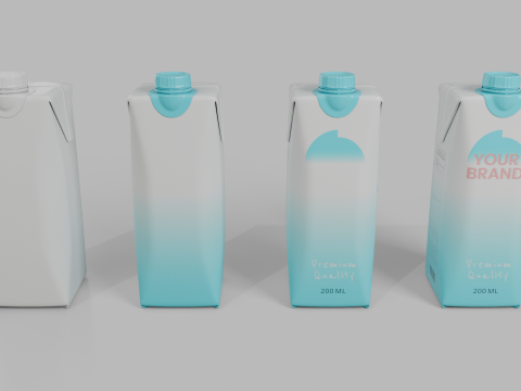 Beverage Carton 200 ml- Customizable Prism Drink Box Modelo 3D